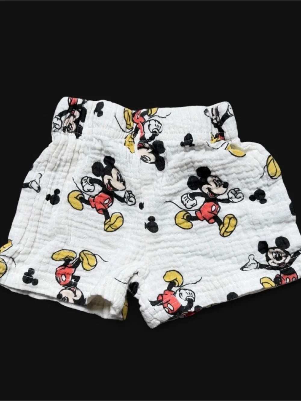 Mickey Mouse Cream Cotton Baby Set - Short Sleeve Romper & Shorts